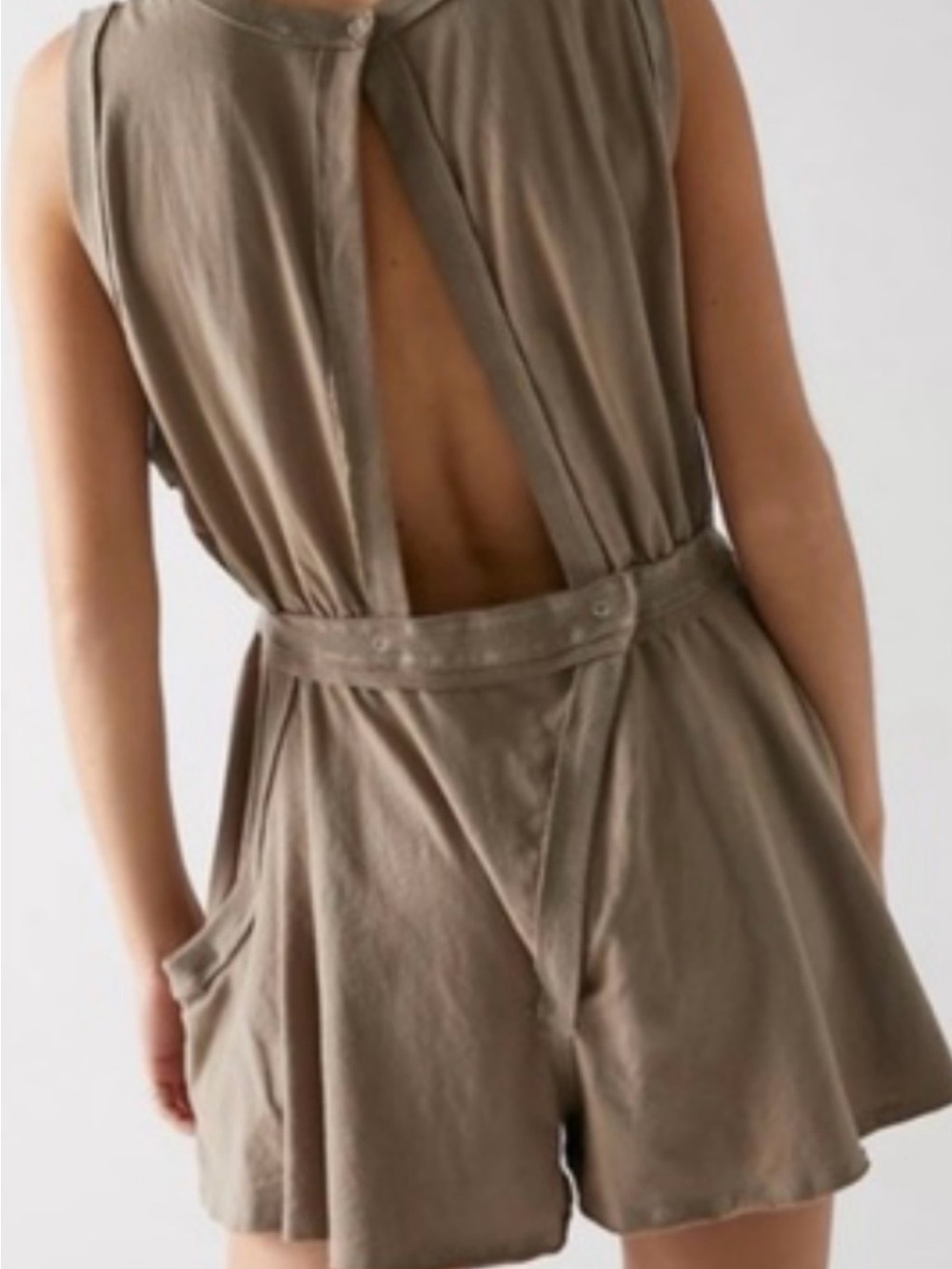 Free People Backless Sleeveless Romper in Taupe